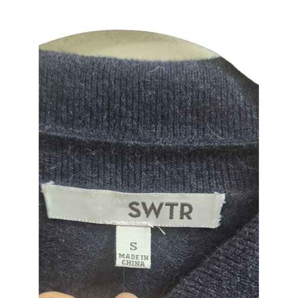 SWTR Navy Merino Wool Blend Sweater men’s Size S Soft Knit Pullo cardigan - Picture 7 of 12